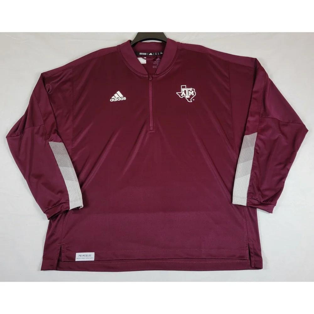 Adidas Texas‎ A&M Aggies Quarter Zip Pullover Maroon Primeblue Mens XL H53157